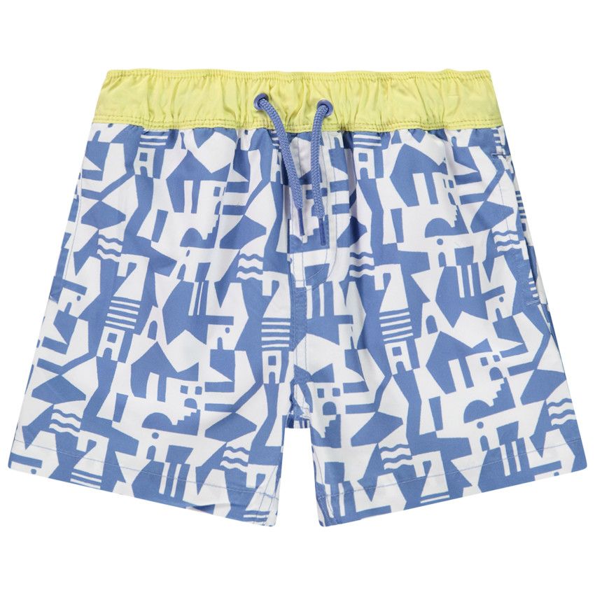 Short de bain imprimé abstrait pour garçon - Bleu moyen