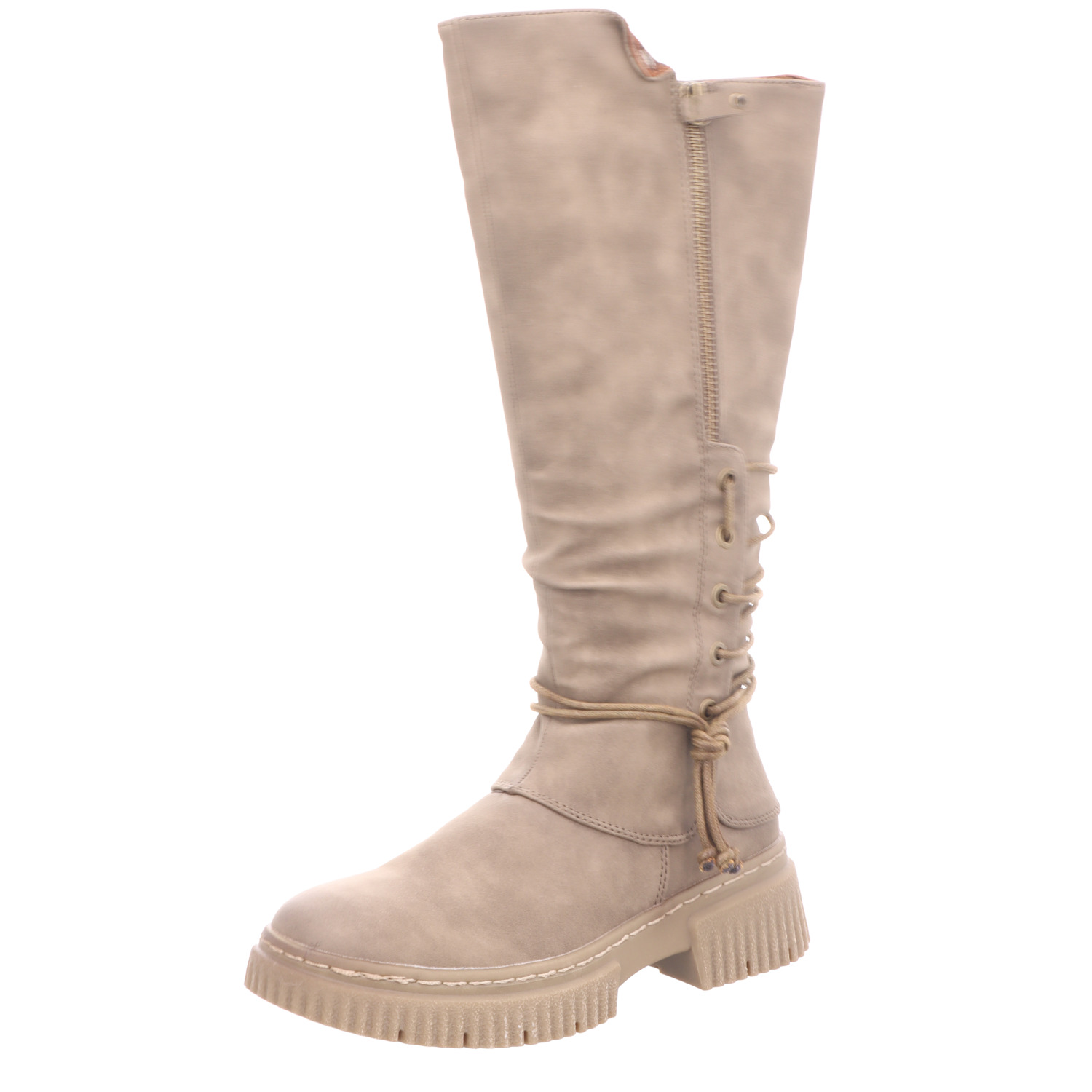 BOXX Damen-Schaftstiefel gefüttert Khaki-Beige