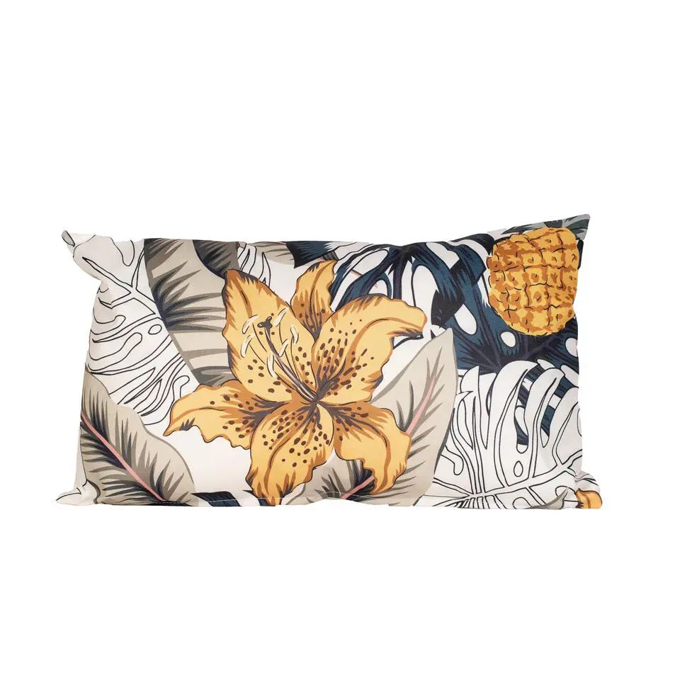 Anna's collection buitenkussen bloem - geel - 30 x 50 x 10 cm
