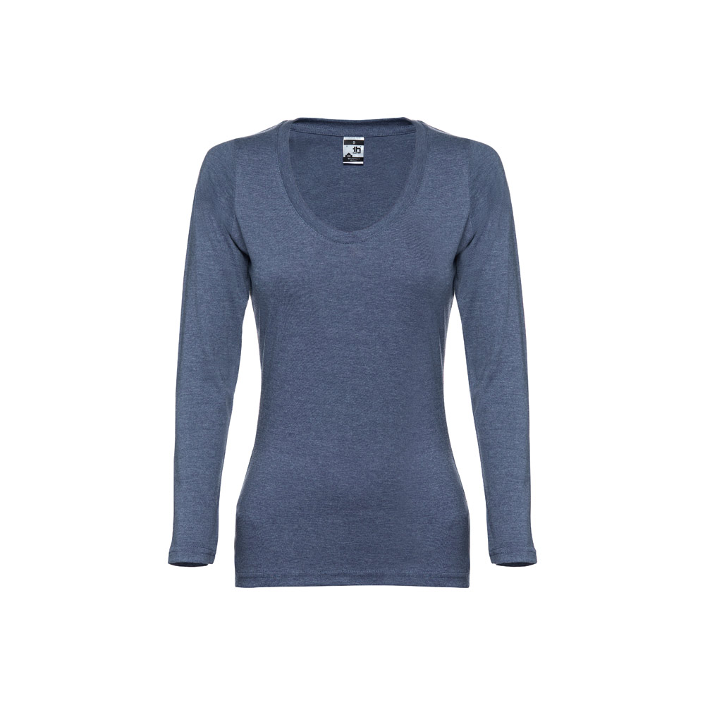TH Clothes 30126 - T-shirt ceinturé à manches longues pour femmes en coton
