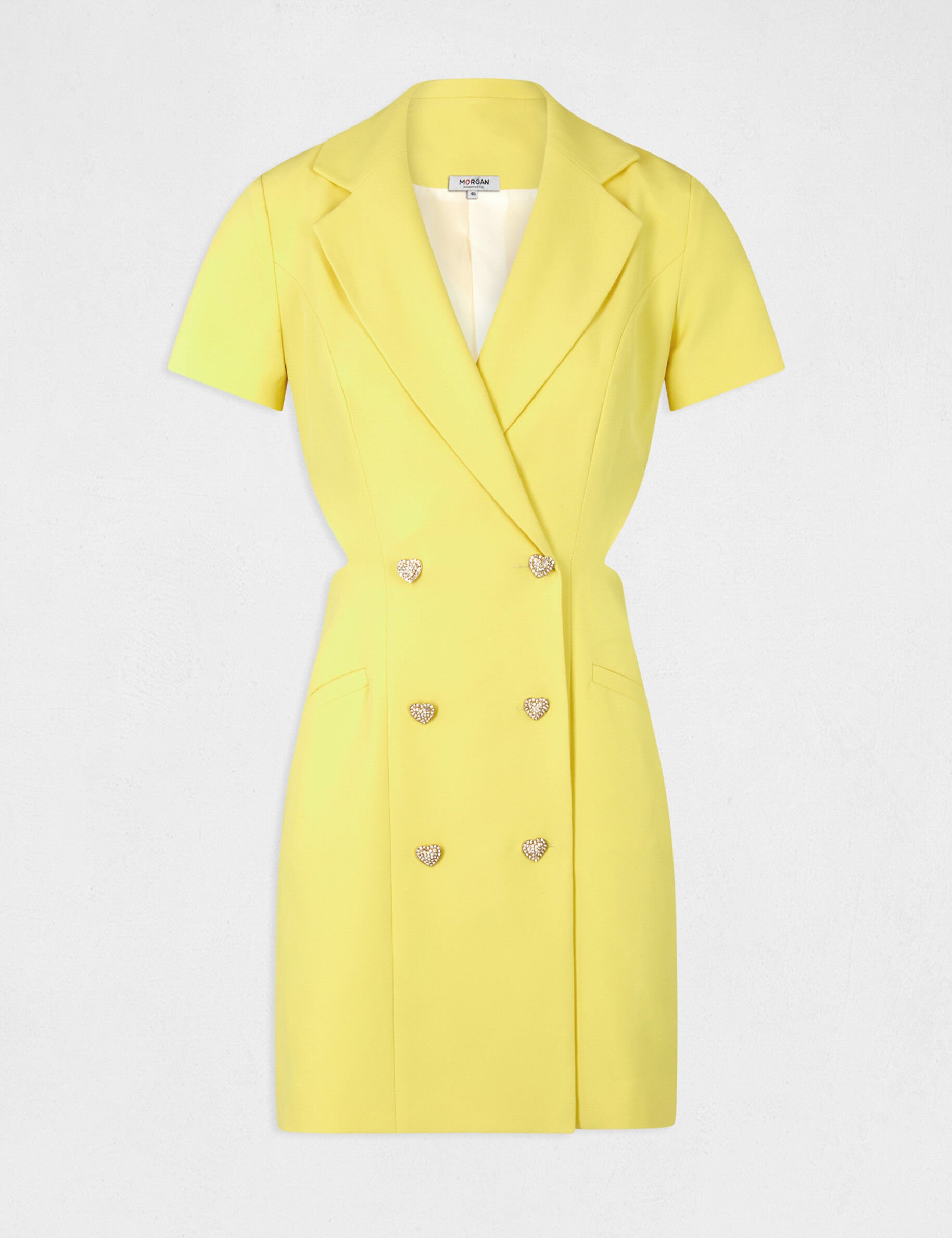 Robe portefeuille avec ouvertures jaune femme - jaune
