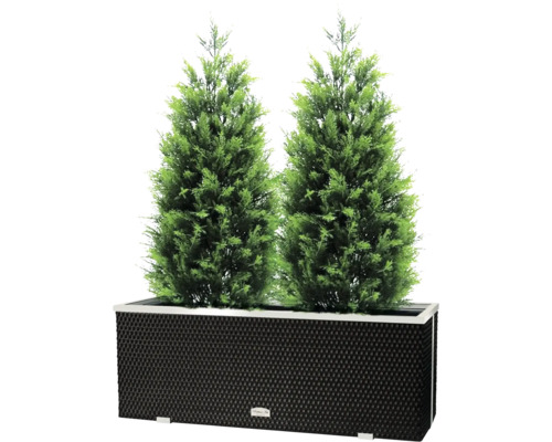 Polyrattan plantenbak 108x39x43 cm bruin-aluminium