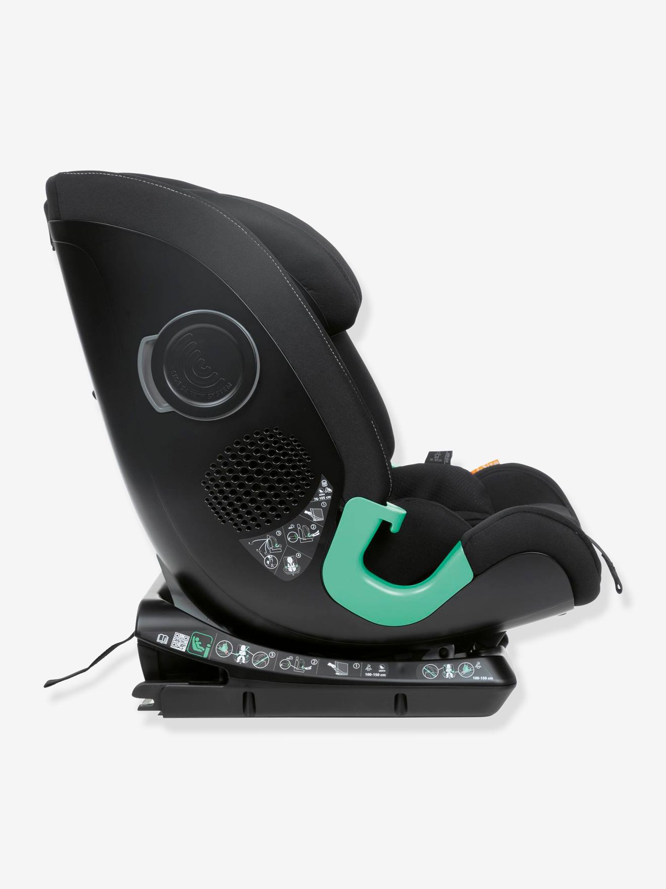 Cadeira auto CHICCO MySeat i-Size para crianças de 76 a 150 cm, equivalente aos grupos 1/2/3, preta lisa.