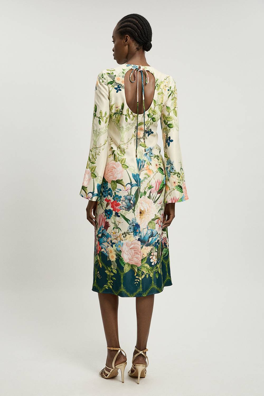 KarenMillen Robe Longue Fluide En Crêpe Satiné De Viscose À Imprimé Fleuri