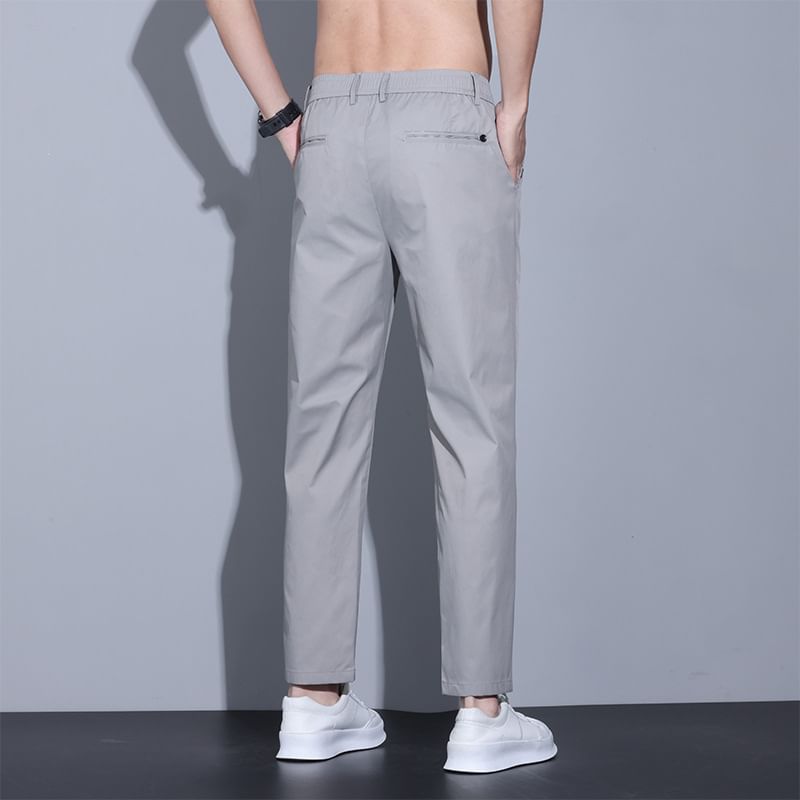 Denimic - Mid Rise Plain Cropped Tapered Pants