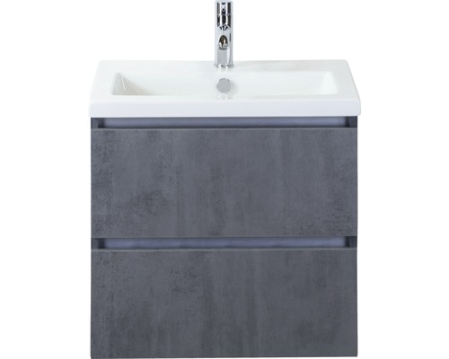 Vogue 60 cm badkamermeubelset met keramische wastafel, beton antraciet