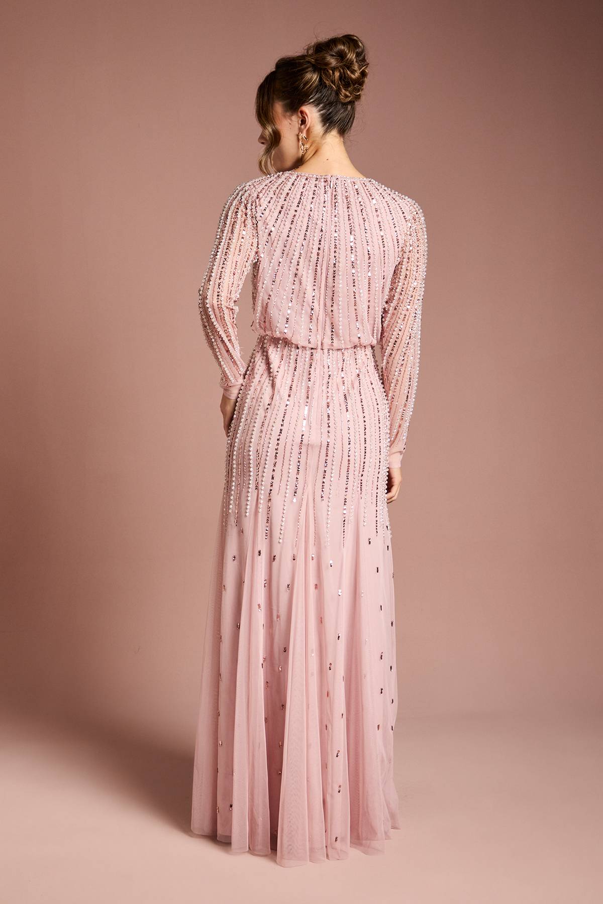 Coast Robe Longue à Manches Longues Ornée de Sequins Linéaires