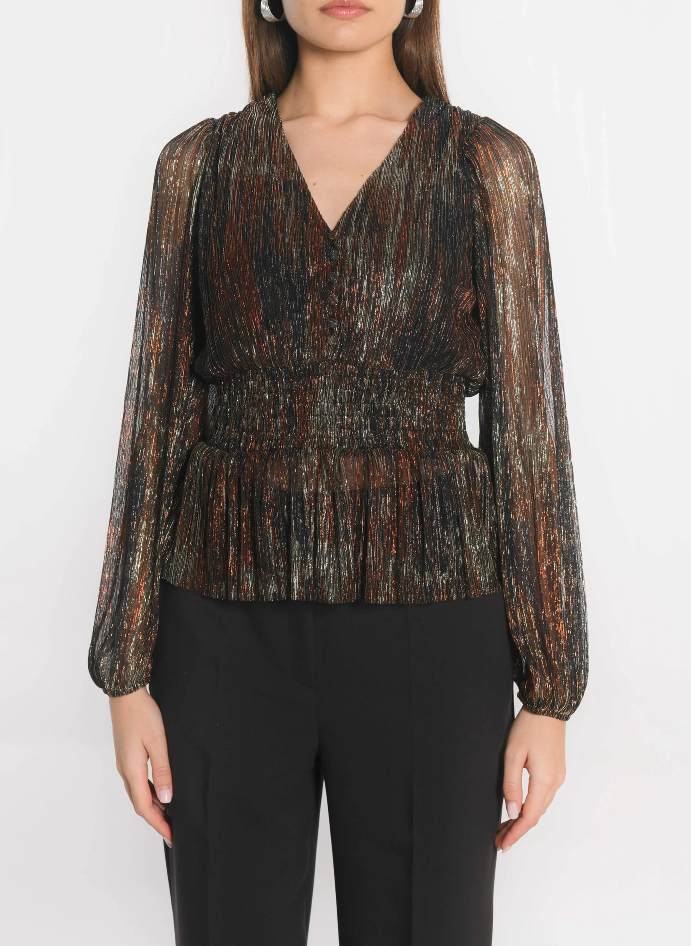 JANET - Blouse col v scintillant | Doré