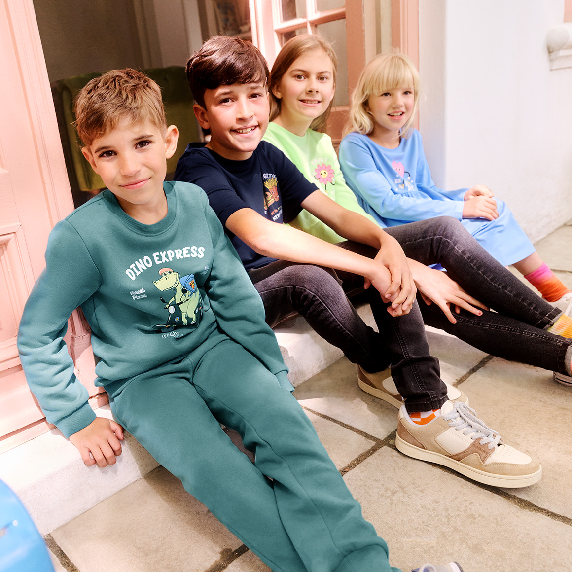Famy Jungen Sweatshirt mit lustigem Print dunkeltürkis