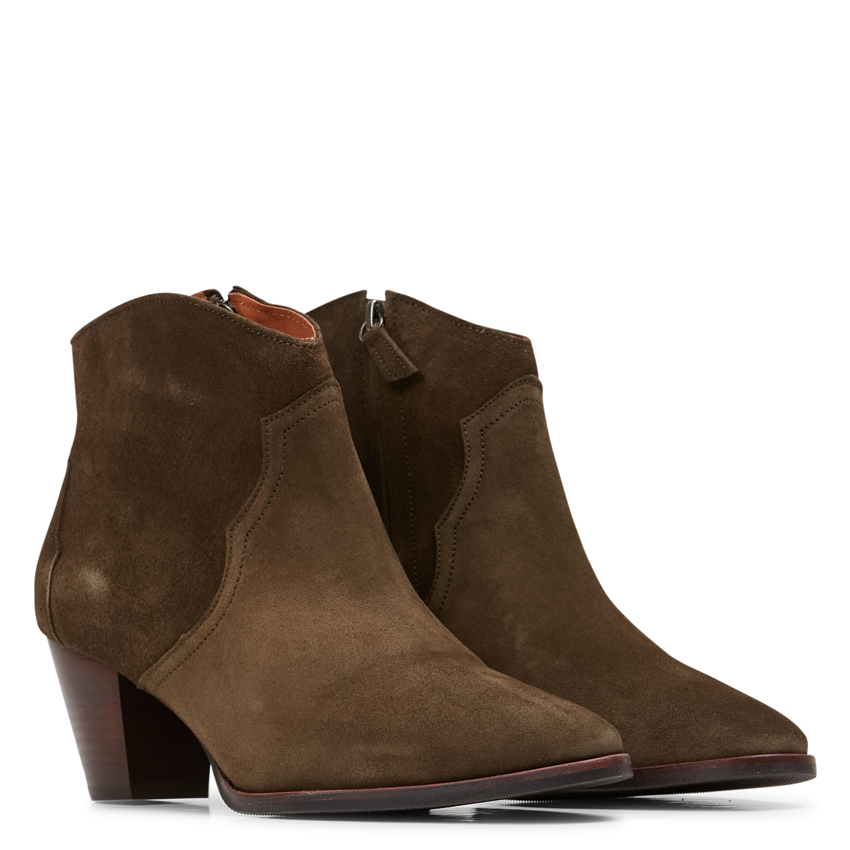FIONA 60 - Bottines zippée à bout pointu et talon bold mi-haut | Vert