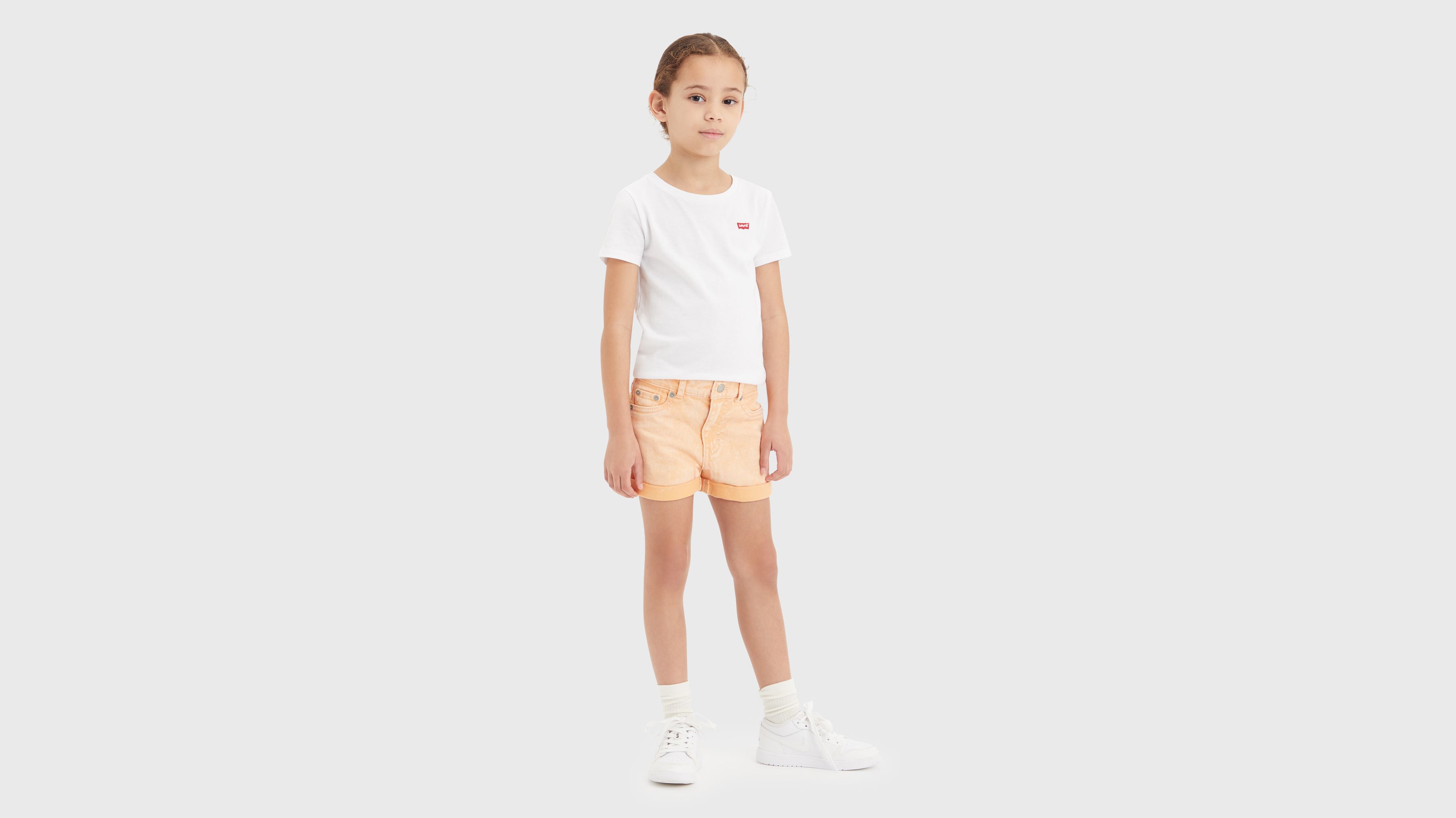 Enfant short mini Mom sergé avec revers - Coral Sands - Orange