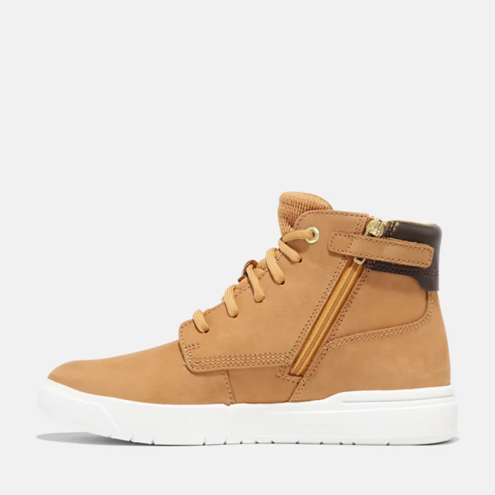 Bota infantil Seneca Bay de 15 cm com zíper lateral, na cor amarela.