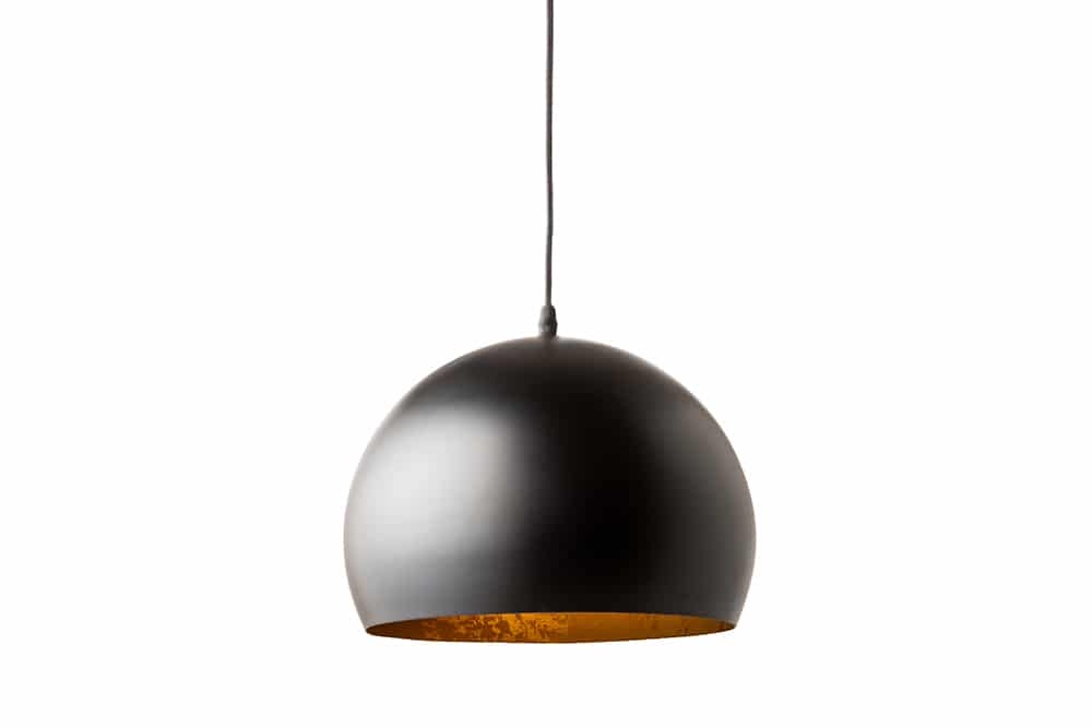 Elegante Hängelampe BLACK GOLDEN BALL 30cm schwarz mit Blattgoldoptik