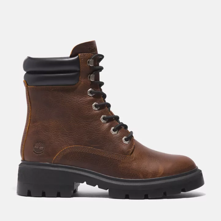 Bota impermeável feminina Cortina Valley de 6 polegadas na cor marrom escuro.