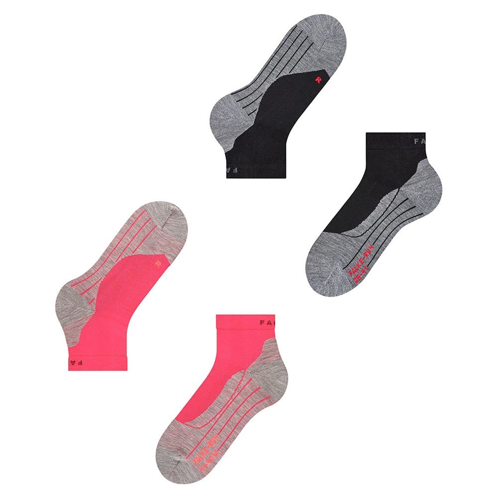 Falke RU4 Short Hardloopsokken 2-Pack Zwart/Roze Dames