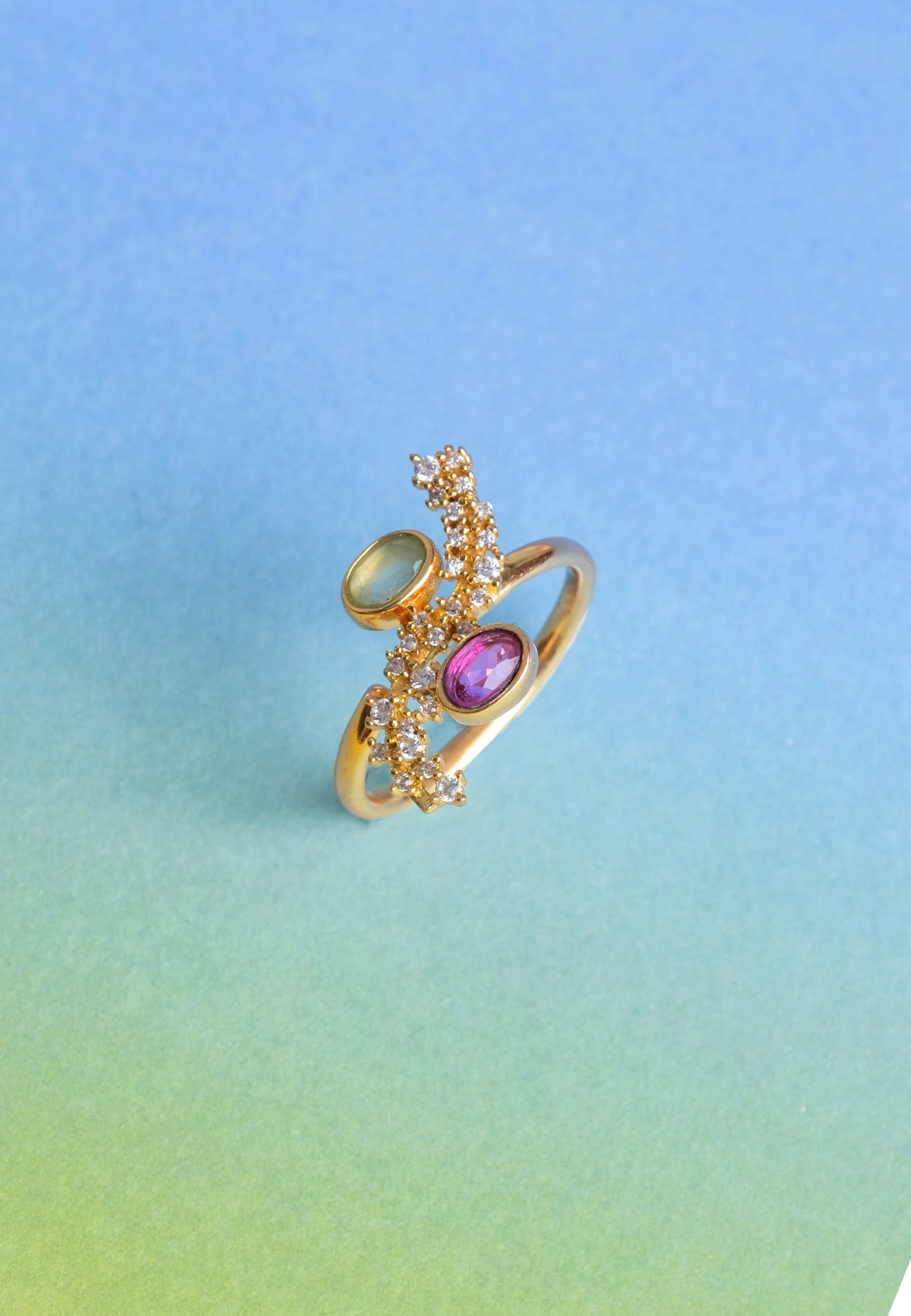 Bague cassara aigue-marine et fuchsia | Bleu
