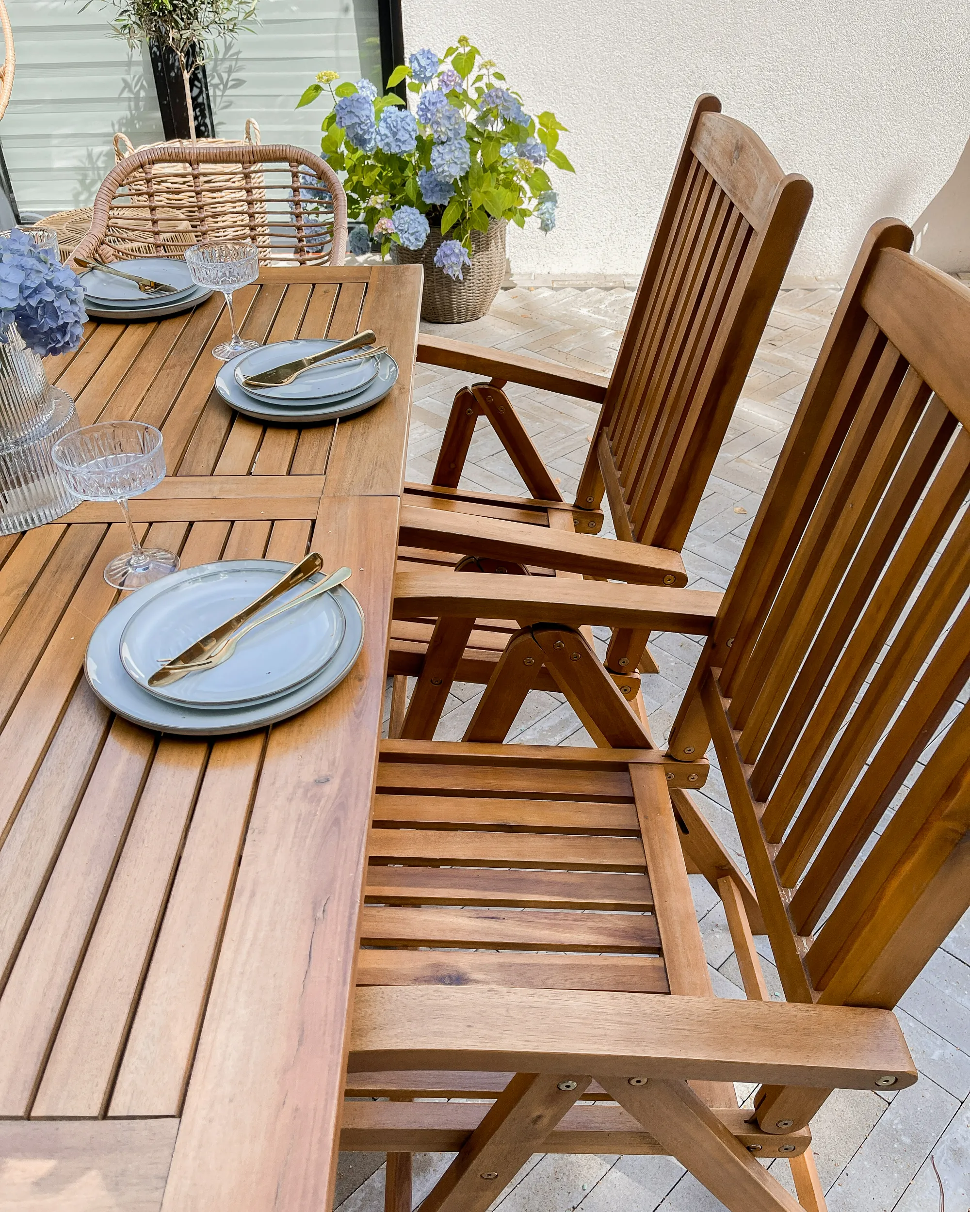 Set van 2 stoelen met zitkussen JAVA Acaciahout Blauw