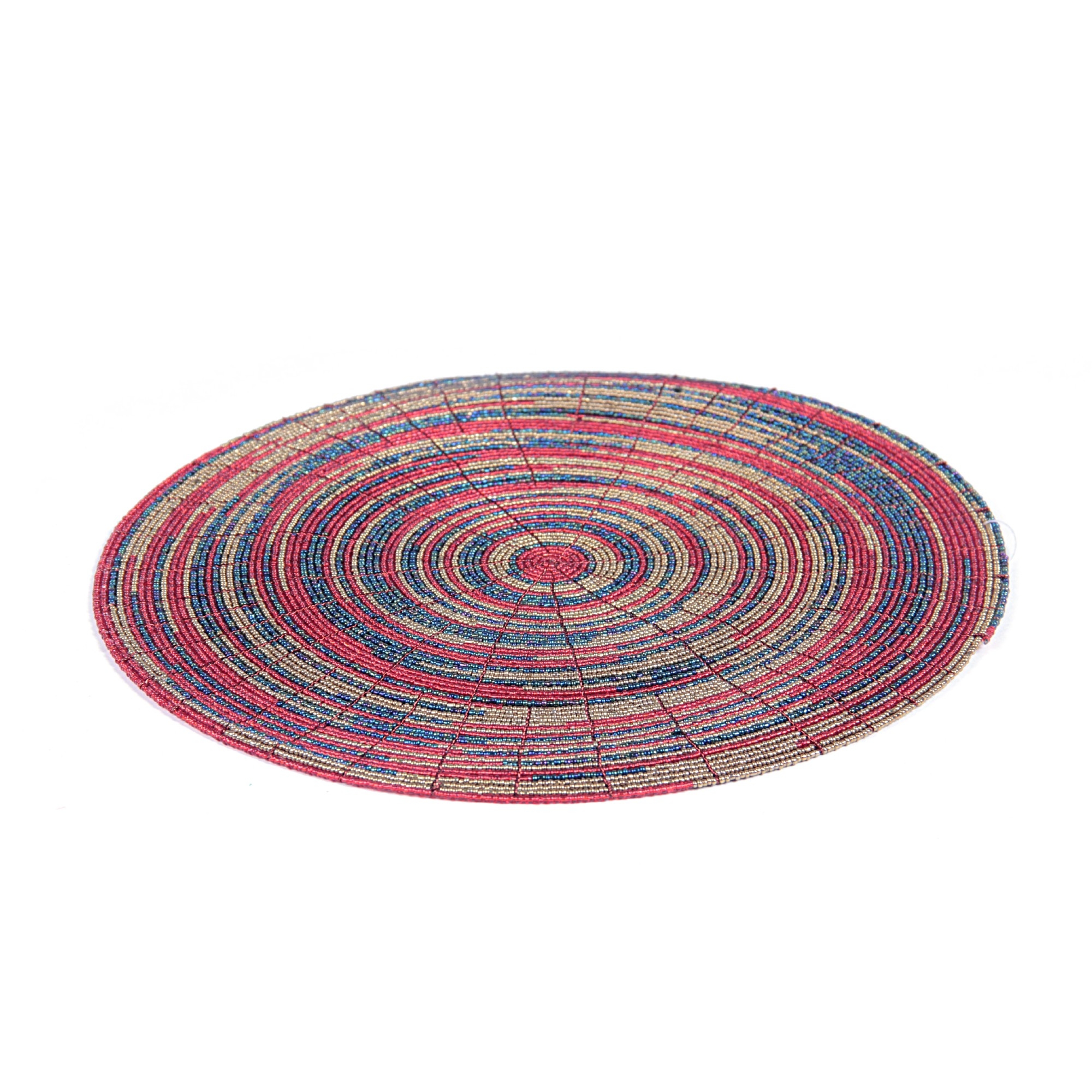 Ablage Glasperlen red/gold, B 30 cm, L 30 cm, H 3 cm von fischer's lagerhaus