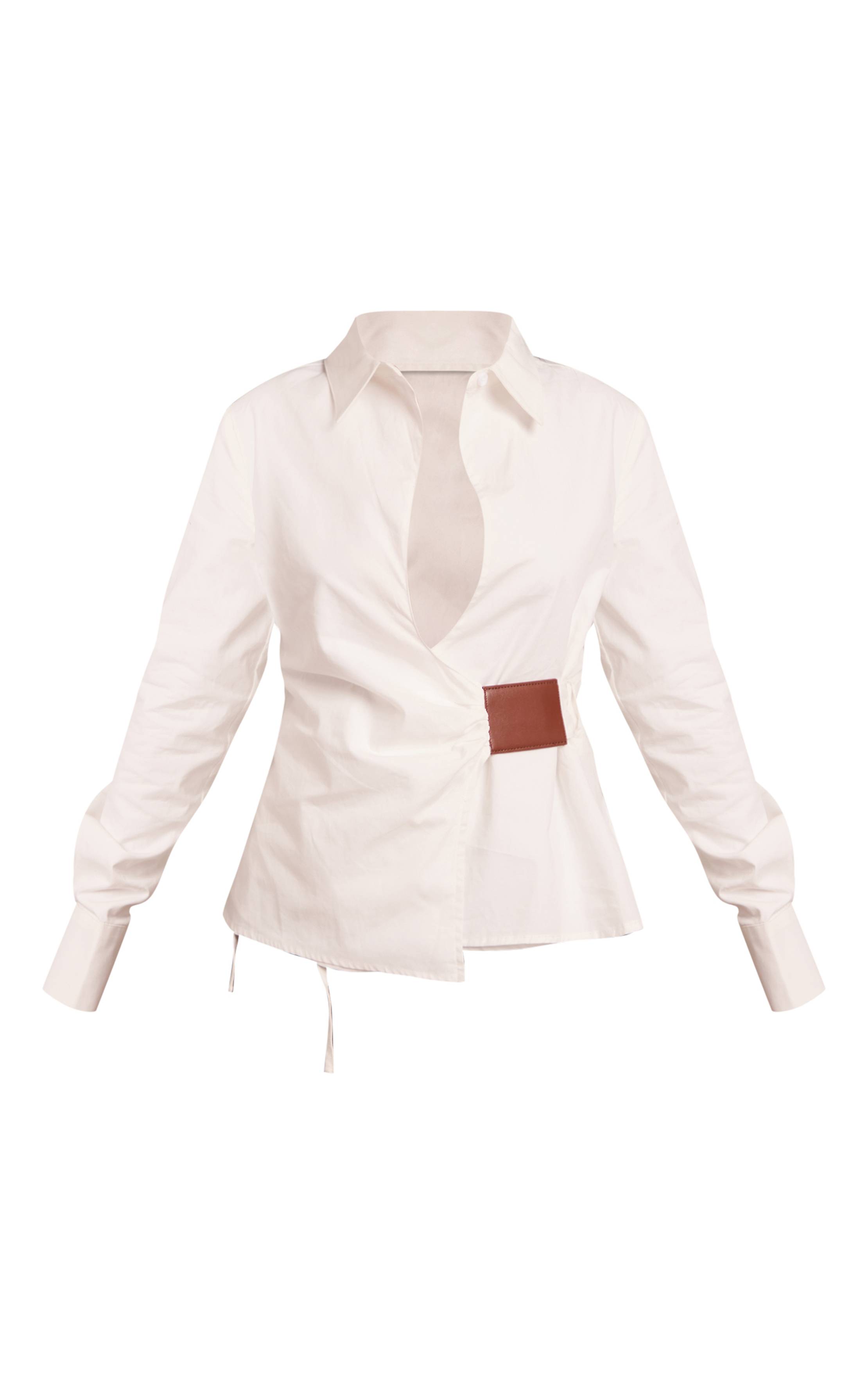 Blanc Chemise Petite Avec Détail Boucle Sur Le Devant