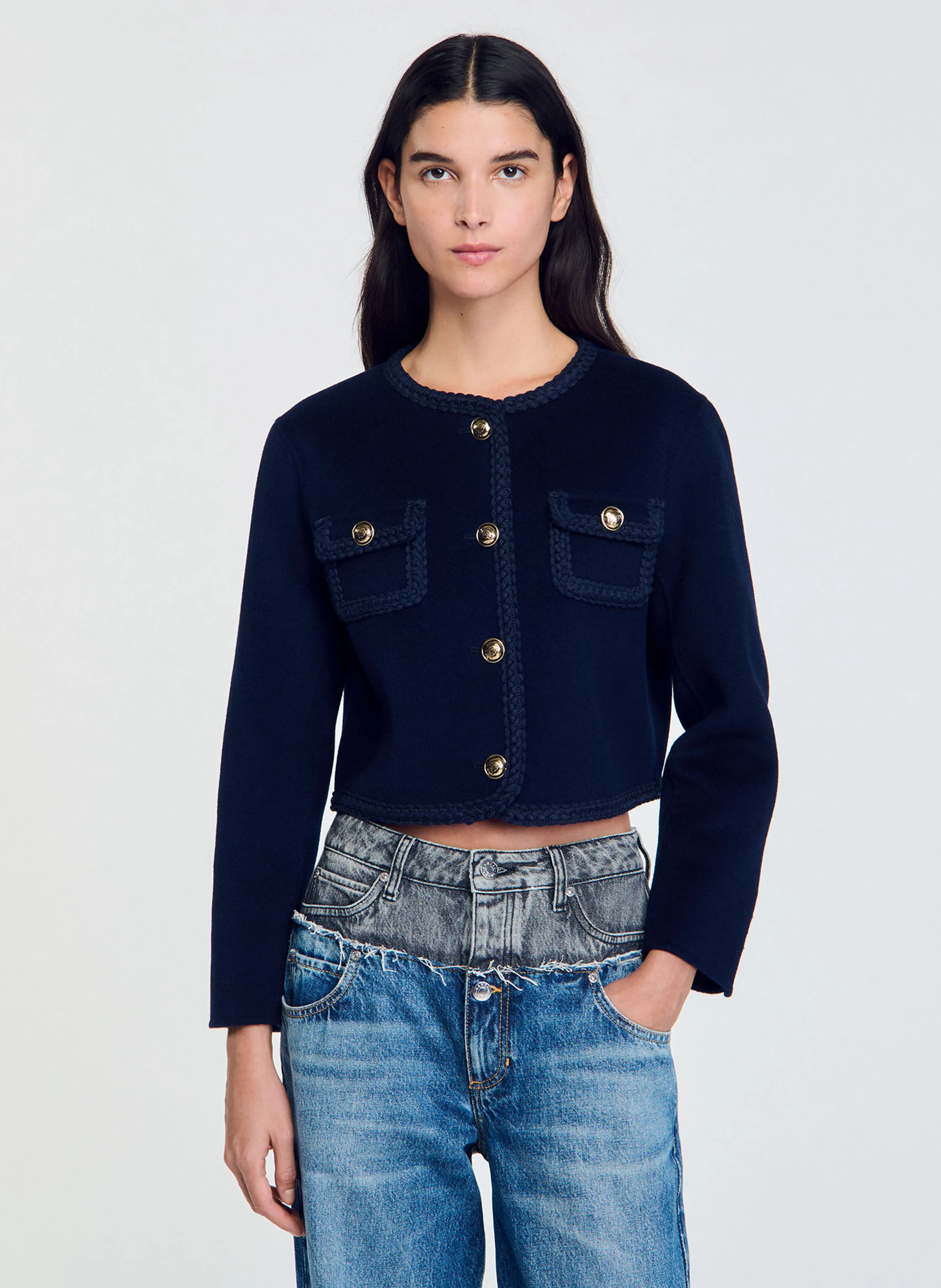 Veste courte en laine | Bleu