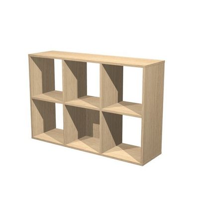 Bibliothèque modulaire MAXICOLOR - 6 cases - chêne clair