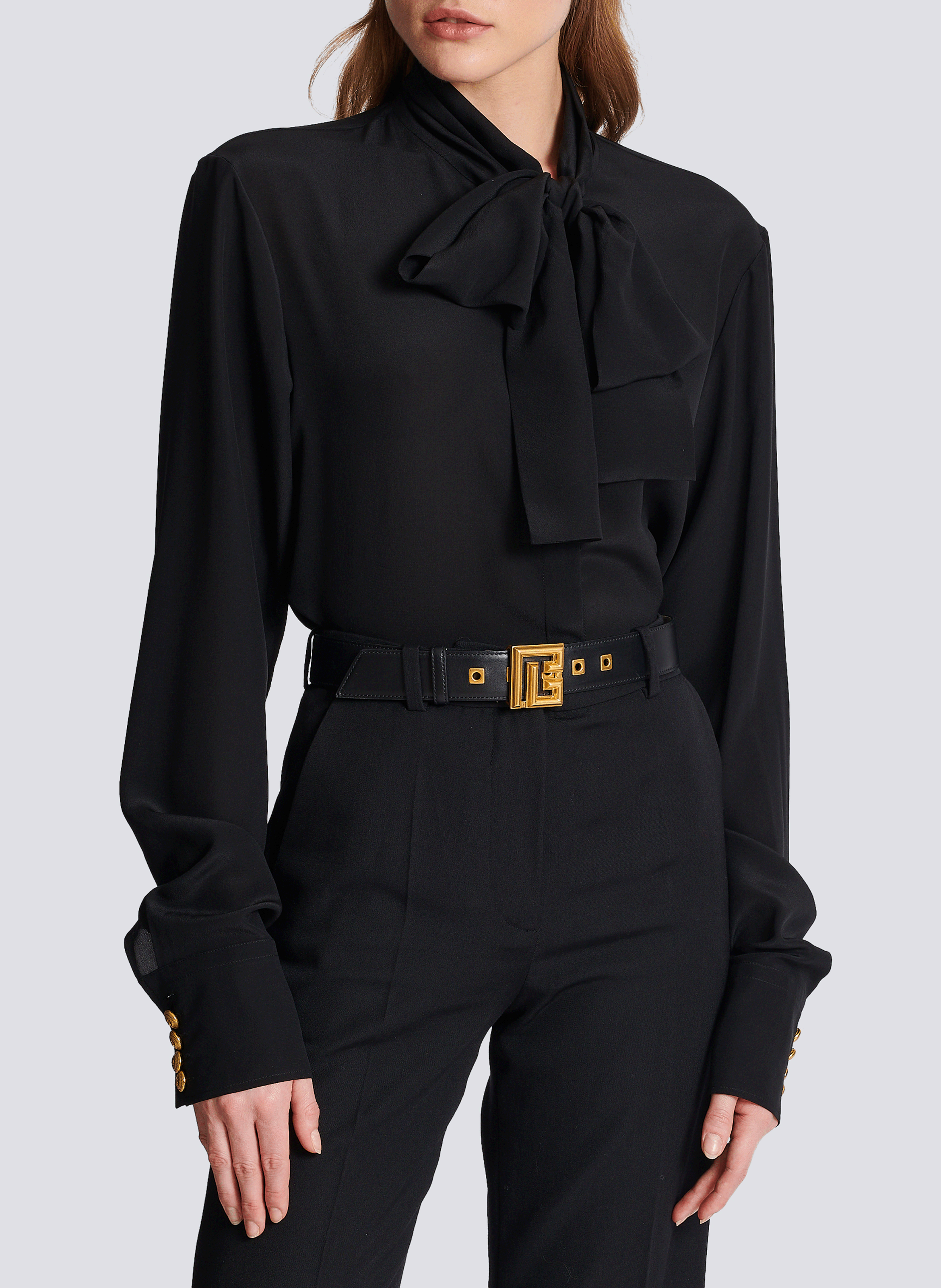 BALMAIN Ceinture p-belt en cuir - Noir