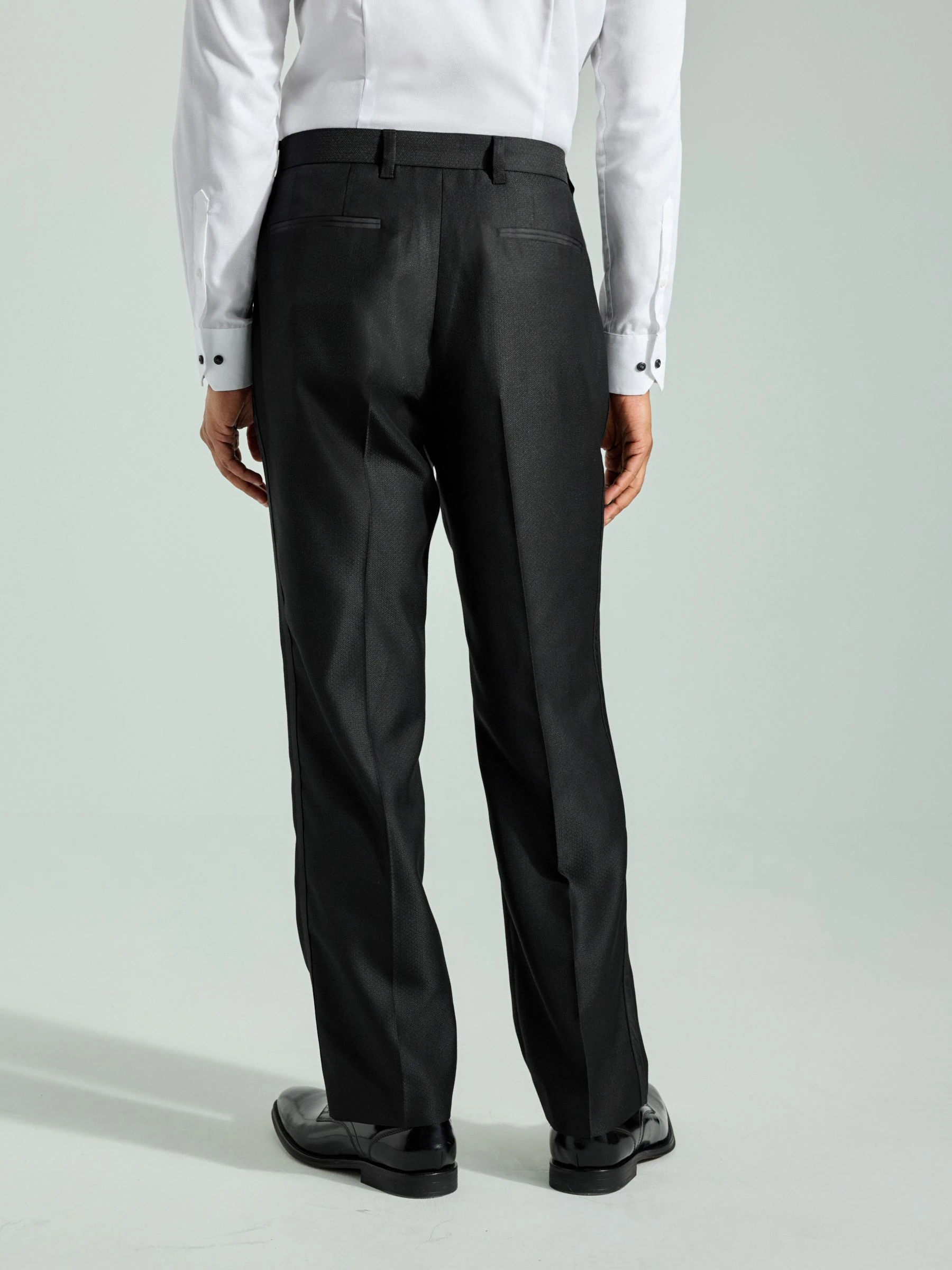 Zwart - Slim Fit - Adjustable Tape Detail Tuxedo Trousers