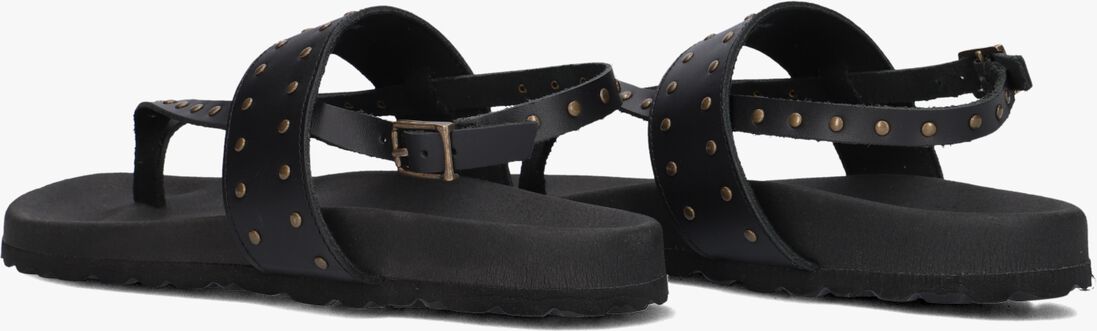zwarte lina locchi sandalen led teenslip sandaal met studs