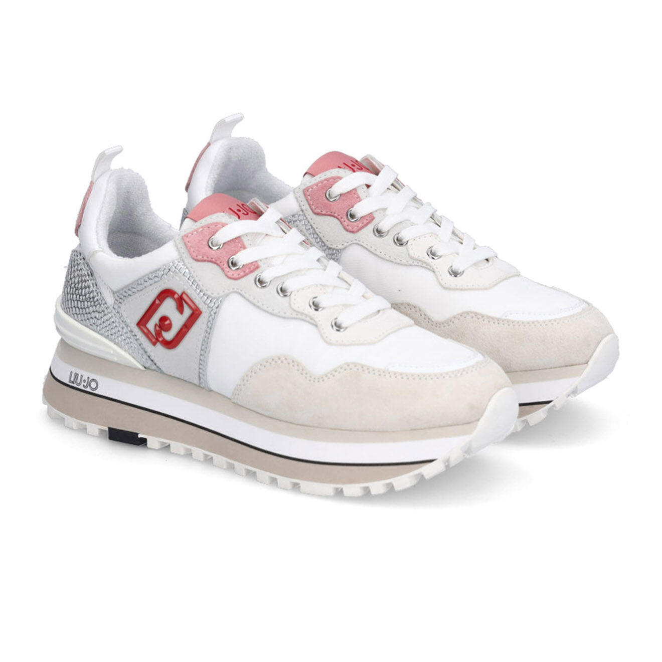 Liu-Jo Sneakers en Cuir Max blanc/gris/rouge