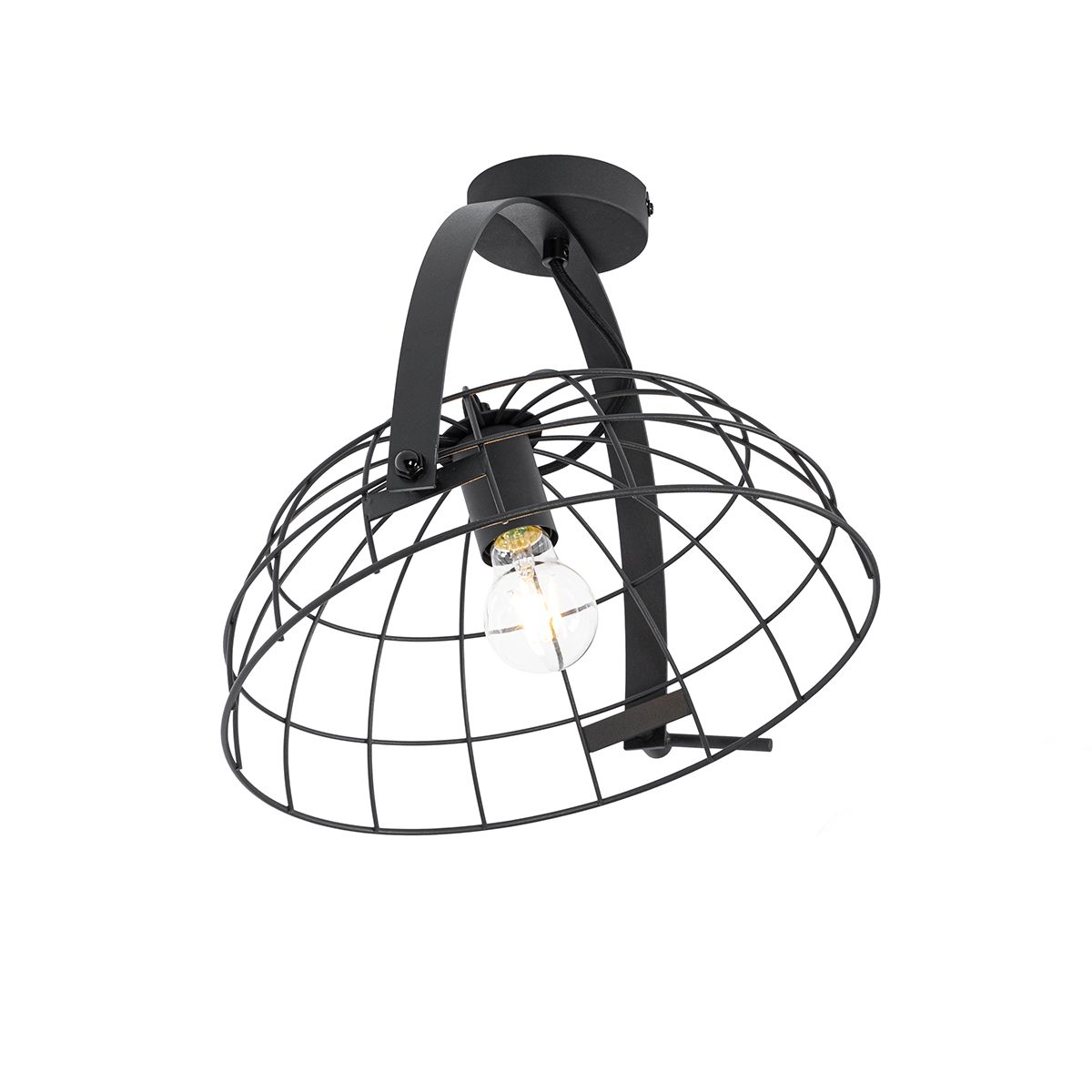 Industriële plafondlamp zwart 35 cm verstelbaar - Hanze