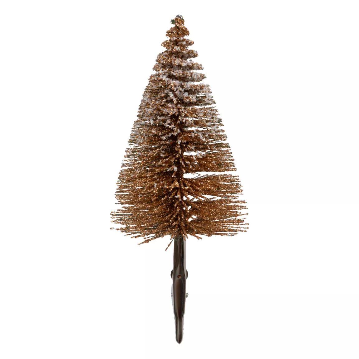 Lot de 4 sapins sur pince (H15 cm) Forêt enchantée Marron