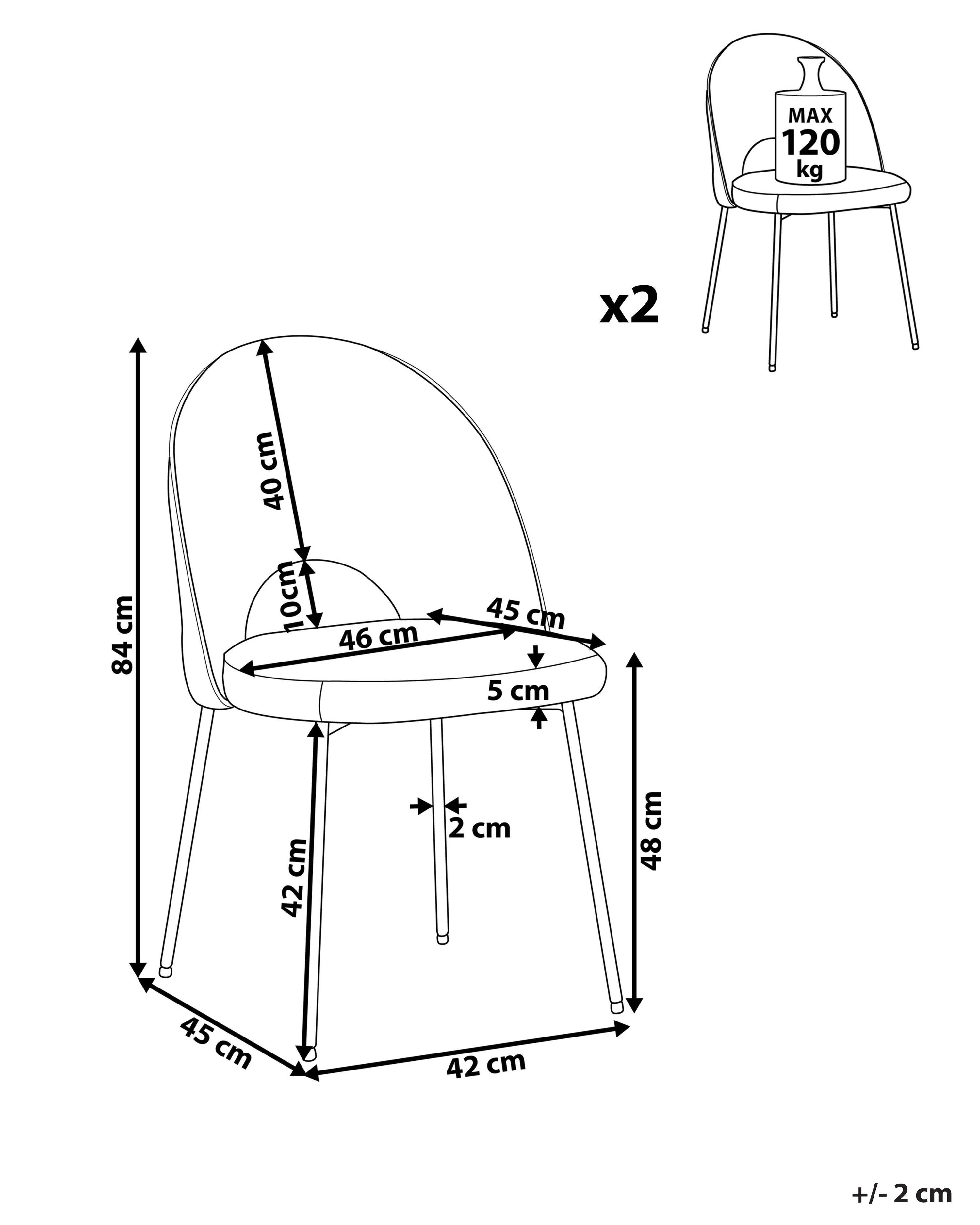 Set van 2 eetkamerstoelen MAGALIA Fluweel Taupe