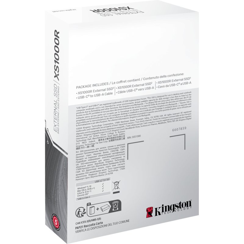 Kingston Technology 1To SSD externe XS1000 USB 3.2 Gen 2, Rouge