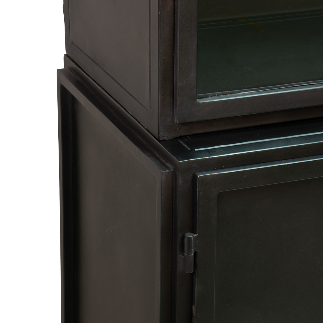 Vitrinekast Garland metaal zwart H220xB180xD42cm