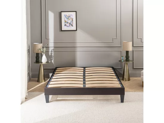 OLYMPE LITERIE | Sommier à lattes en bois KIT15 140x190 cm | Coloris Gris anthracite | Livré en kit