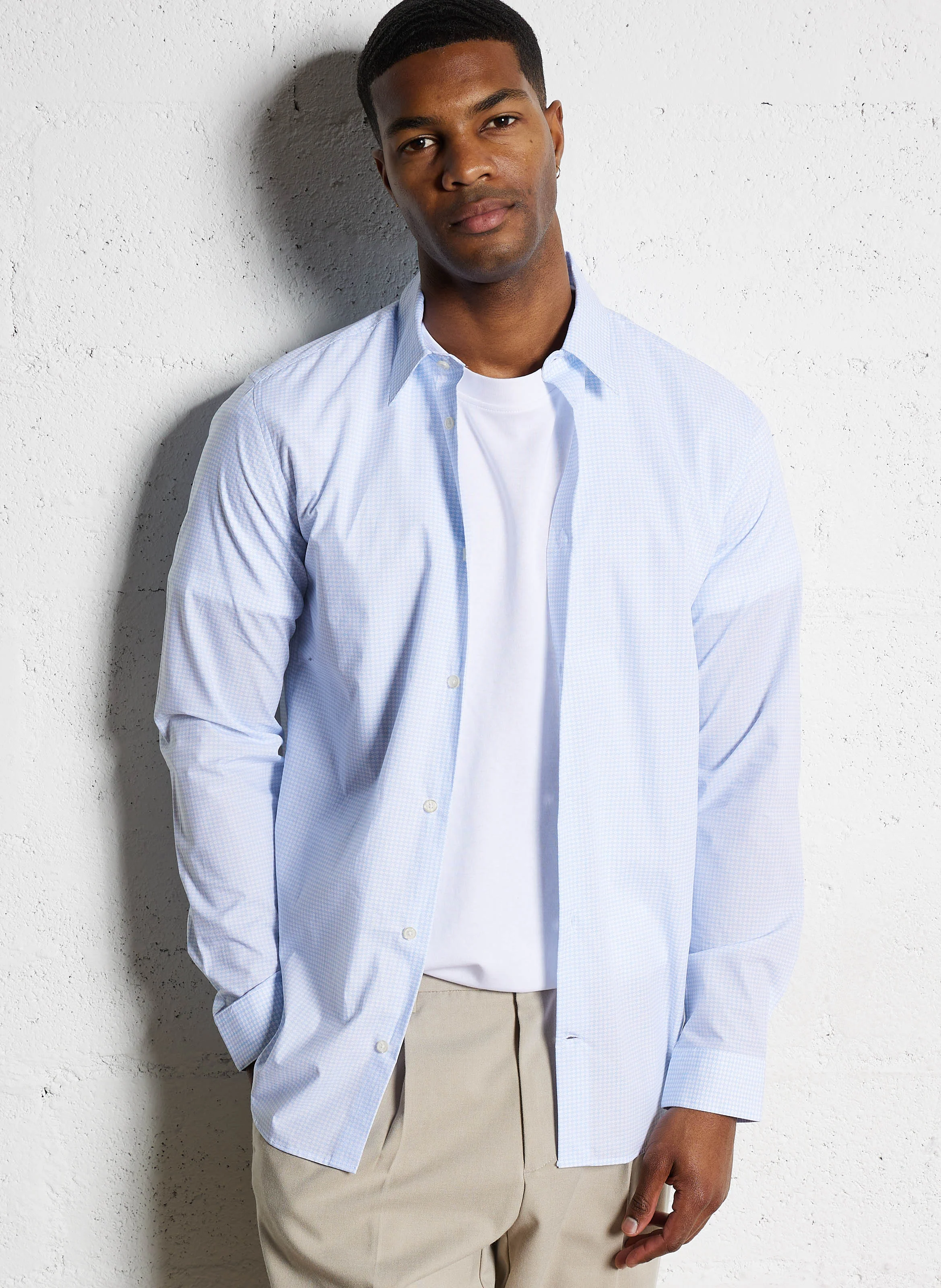 EFI - Chemise slim imprimée en coton | Bleu