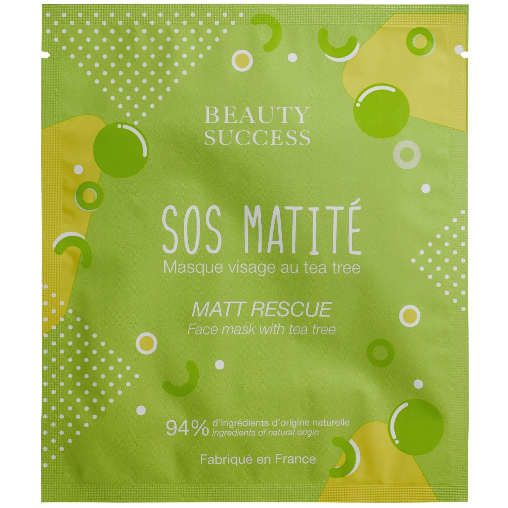 Beauty Success - Masque Monodose SOS Matité Masque Tissu Visage Sachet 20 ml - Masque monodose
