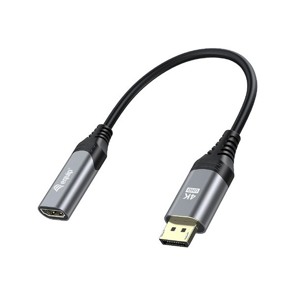 EQUIP Adaptador DisplayPort 1.2 para HDMI Preto/Cinzento - 133445