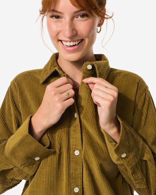 chemise femme Lena en velours côtelé vert