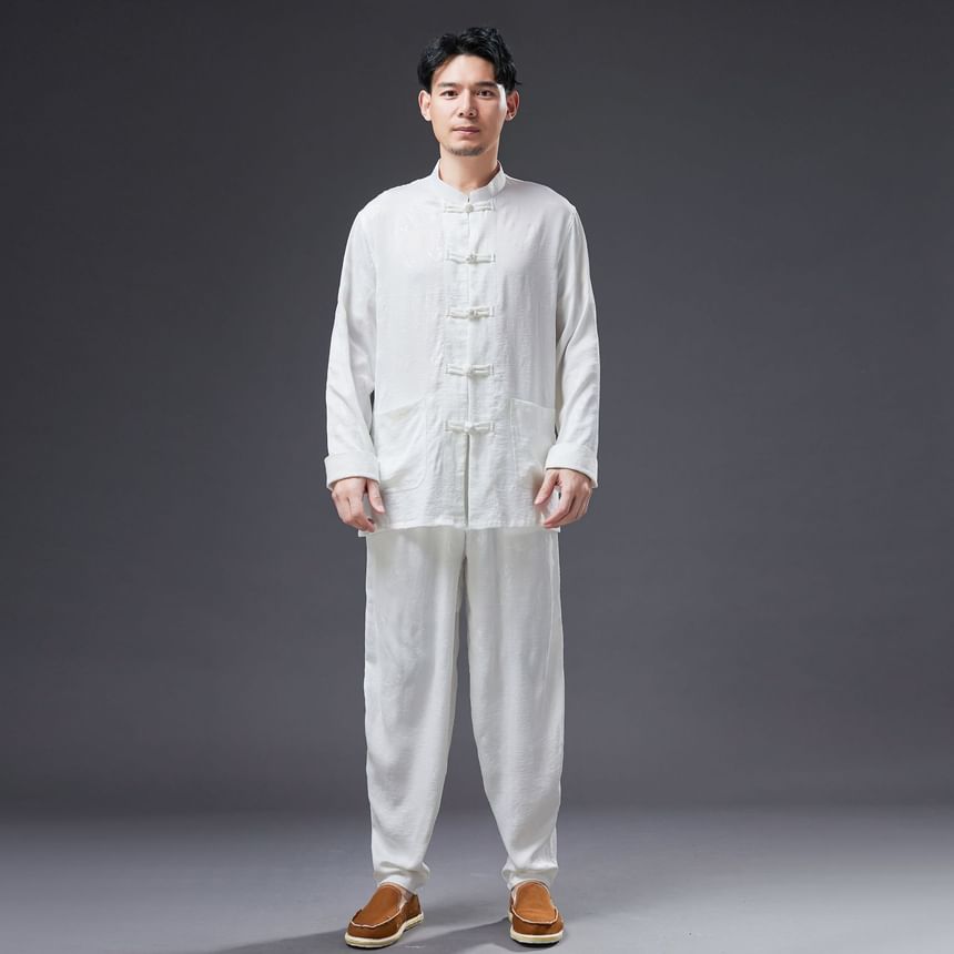 Sparrow Farm - Set: Bandkraag bamboe shirt + Mid Rise Harembroek