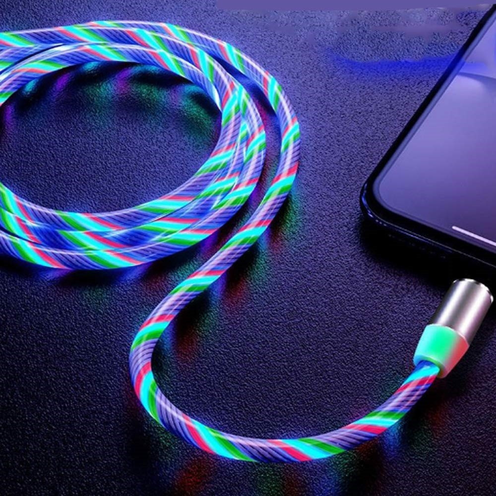 Magnetisches (1m / 2A) USB C Ladekabel LED Leuchtendes Datenkabel - Bunt / Transparent