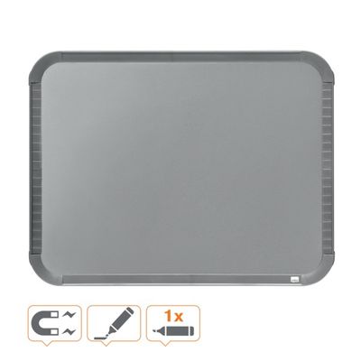 Nobo - Tableau blanc Slimline en acier laqué - 22 x 28 cm - magnétique - cadre gris