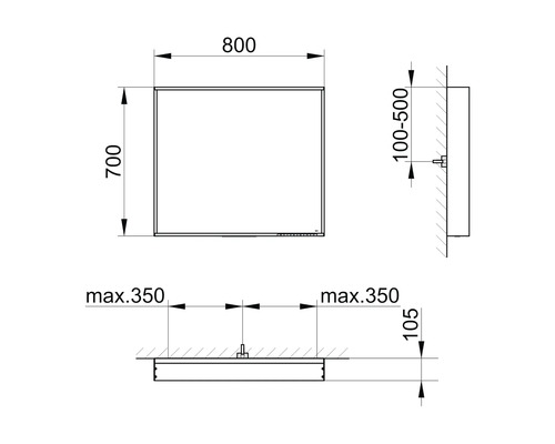 LED badkamerspiegel KEUCO X-Line 80x70 cm wit IP 24