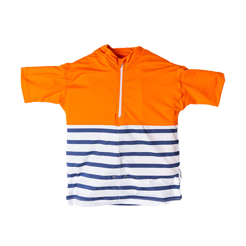 T-shirt anti-noyade manches courtes 6 ans rayé/orange