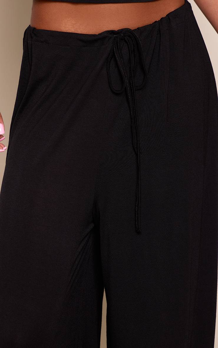 Noir Pantalon En Jersey À Jambes Ballon Avec Revers