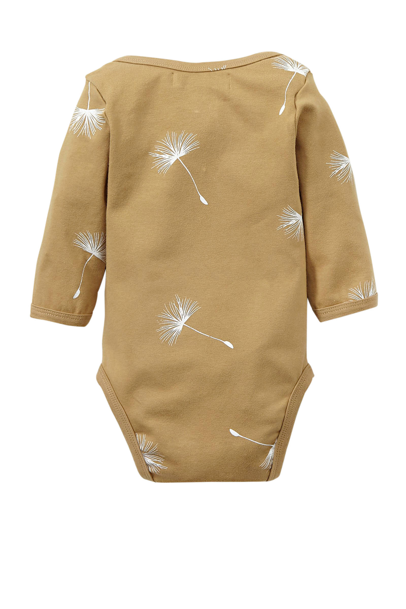 Petit Filippe baby romper lange mouw Dandelion beige/wit