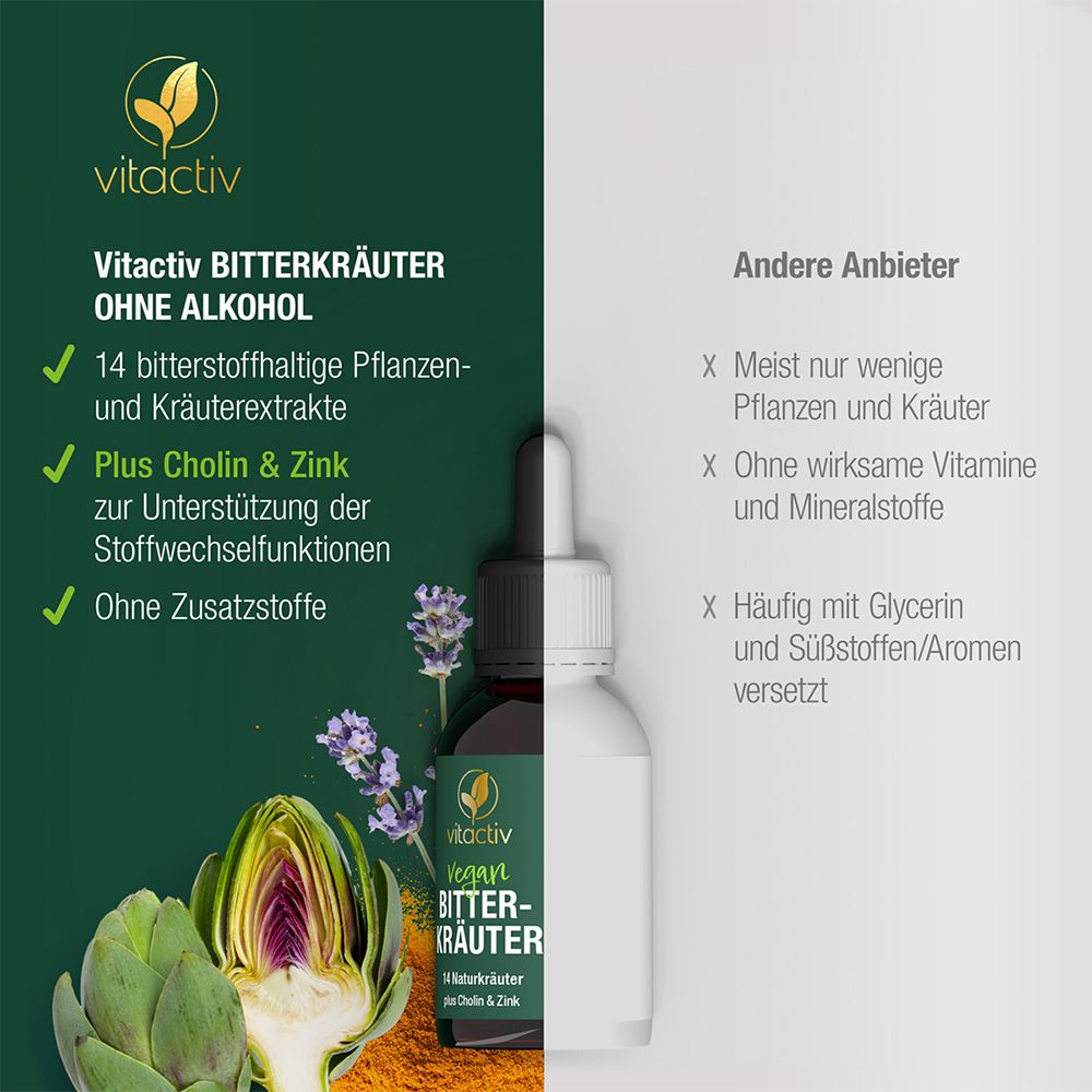 Vitactiv Bitterkräuter Tropfen ohne Alkohol