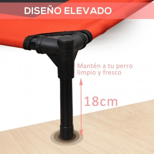 Cama elevada para cães PawHut na cor vermelha.