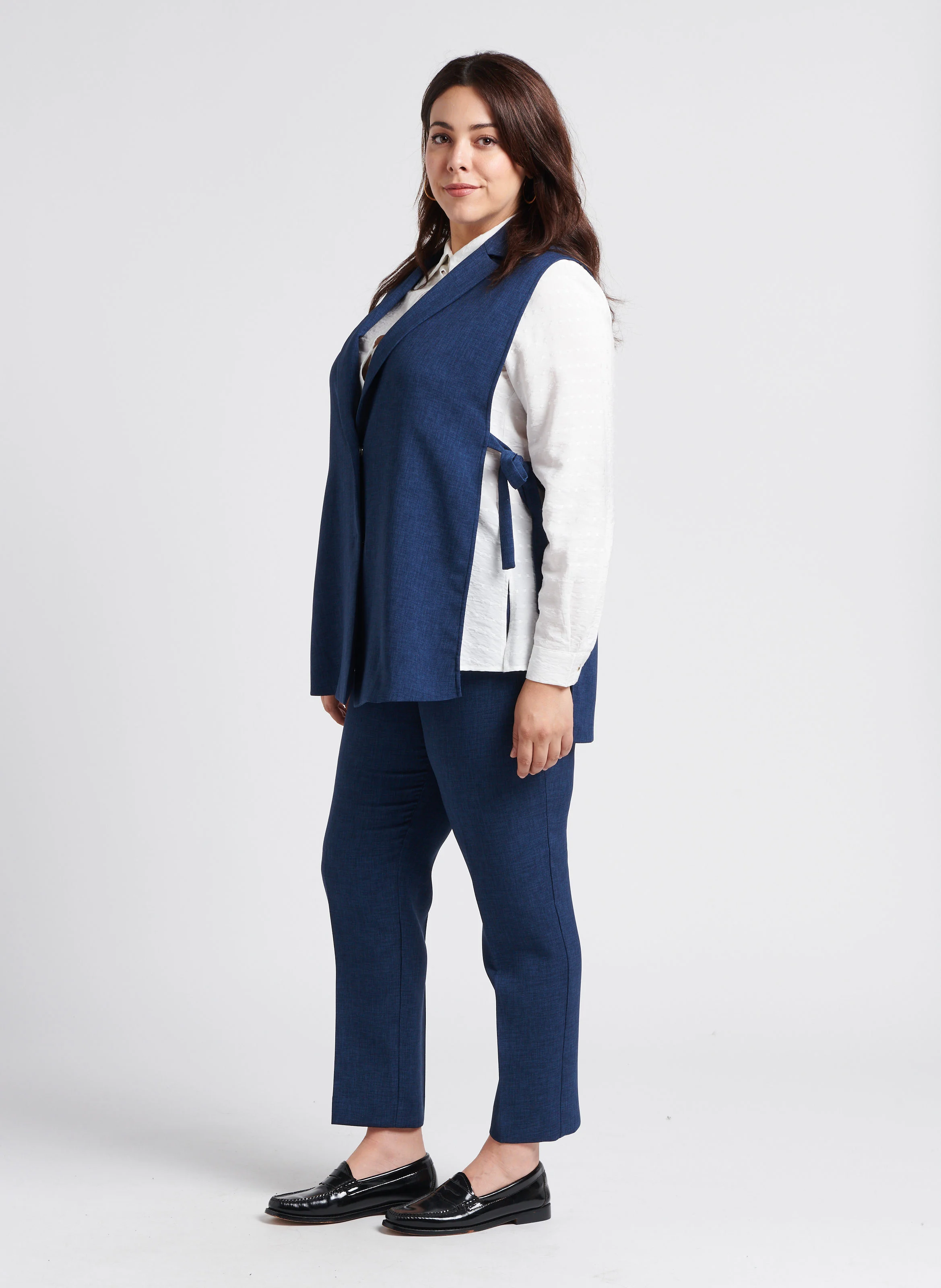 REGNO - Pantalon droit à pince taille haute| Bleu
