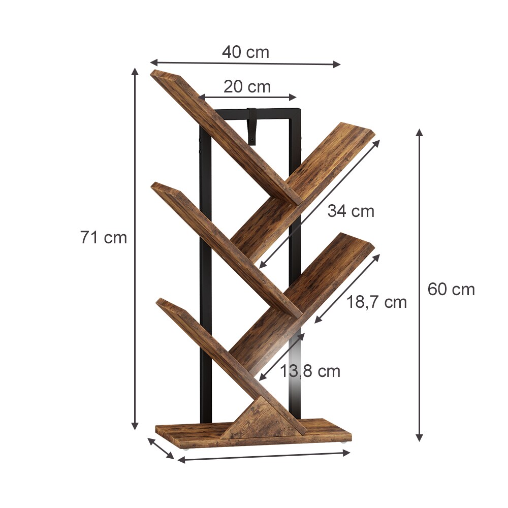 Vicco Bücherregal Fyrk Antikholz Schwarz 34 x 71 cm
